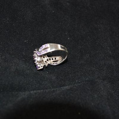 925 Sterling Ring with Amethyst Settings Sz 8 6.2g