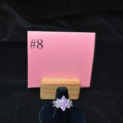 925 Sterling Ring with Amethyst Settings Sz 8 6.2g