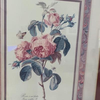 PAIR Decorative Framed/Matted Floral Art