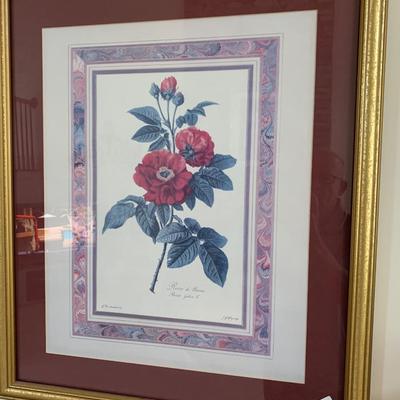 PAIR Decorative Framed/Matted Floral Art