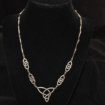 925 Sterling Celtic Knot Segmented Necklace 18" 10.6g