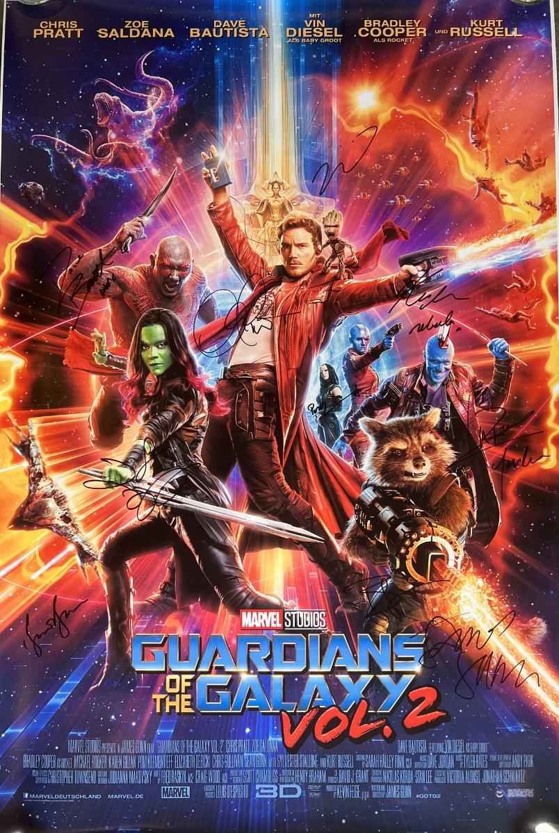 Guardians of the Galaxy Vol. 2 cast signed movie poster. GFA ...