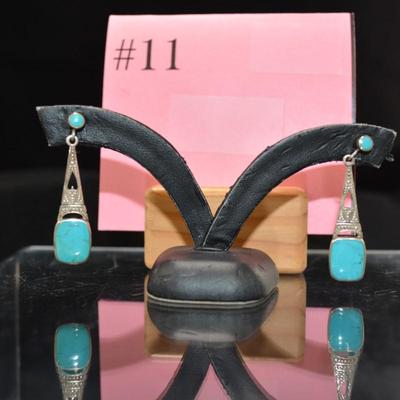 925 Sterling & Turquoise Drop Earrings 4.4g