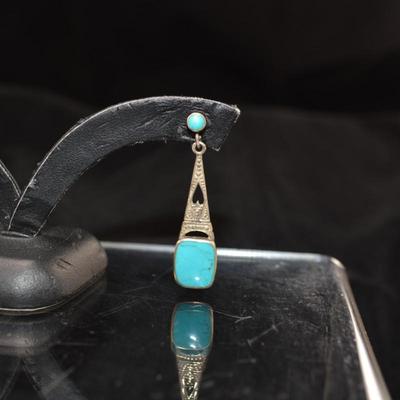 925 Sterling & Turquoise Drop Earrings 4.4g