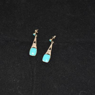 925 Sterling & Turquoise Drop Earrings 4.4g