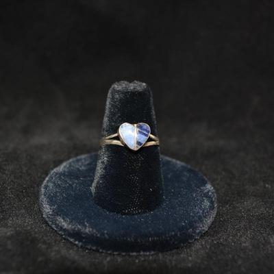 925 Sterling & Lapis Lazuli Heart Ring Sz 7 1.3g