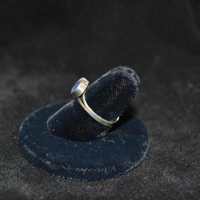 925 Sterling & Lapis Lazuli Heart Ring Sz 7 1.3g
