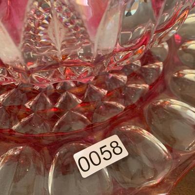 Heavy Cut Glass Punch Bowl On Charger with 12 Cups & Ladel