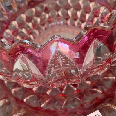 Heavy Cut Glass Punch Bowl On Charger with 12 Cups & Ladel