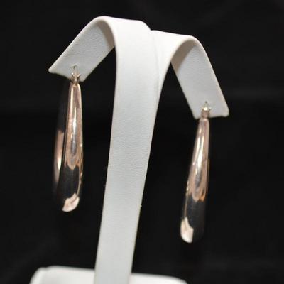 Large 925 Sterling Oval Hoop Earrings 7.8g