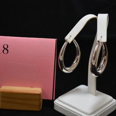 Large 925 Sterling Oval Hoop Earrings 7.8g