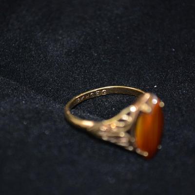 10k Ring with Tigers Eye Size 9 2.1g