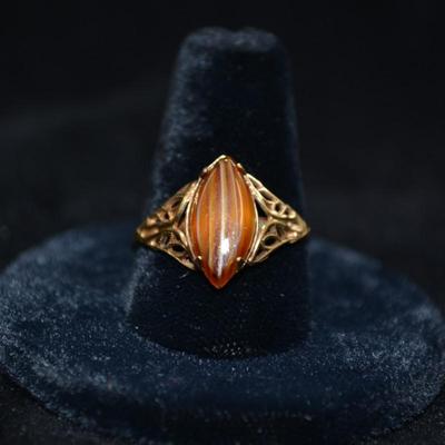 10k Ring with Tigers Eye Size 9 2.1g
