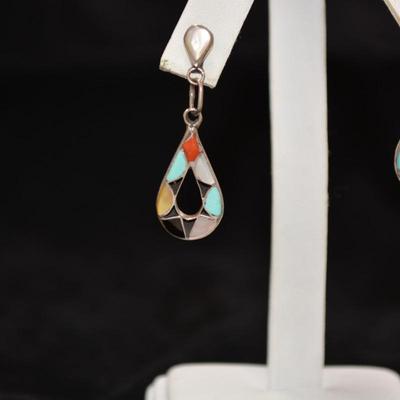 Matching 925 Sterling Cube Chain w/ 925 Pendant & Earrings 18" 11.1g