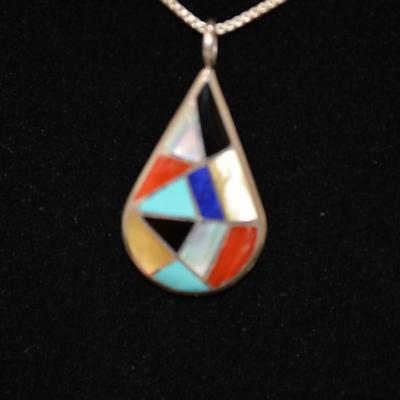 Matching 925 Sterling Cube Chain w/ 925 Pendant & Earrings 18" 11.1g