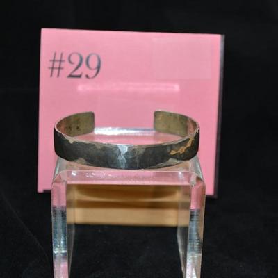 Hammered Sterling Cuff Bracelet Adjustable 7" 17.6g
