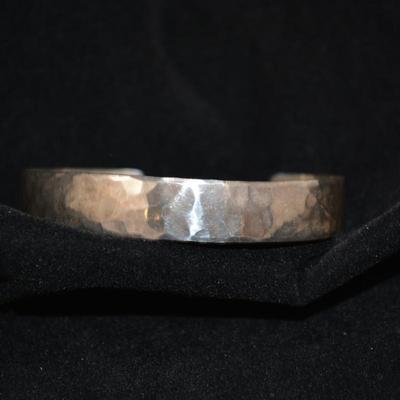 Hammered Sterling Cuff Bracelet Adjustable 7" 17.6g
