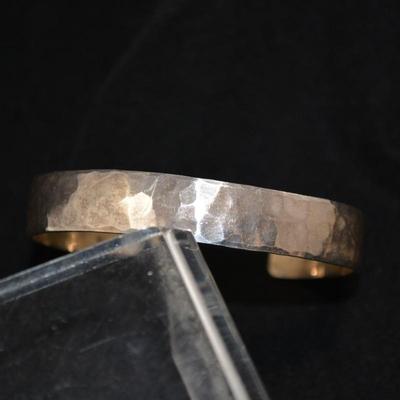 Hammered Sterling Cuff Bracelet Adjustable 7" 17.6g