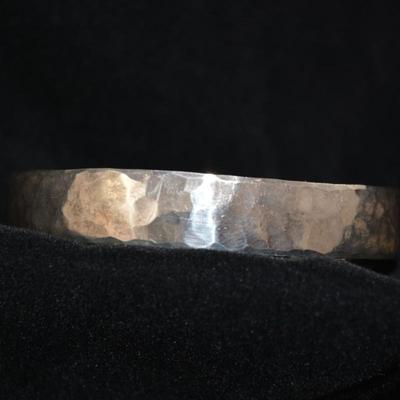 Hammered Sterling Cuff Bracelet Adjustable 7" 17.6g