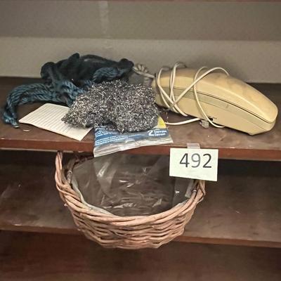Plant Hanger, Basket, Landline Phone and Steel Wool