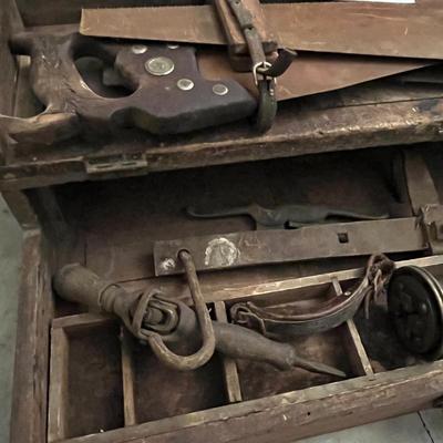 Large Woodworking Toolbox with Tools