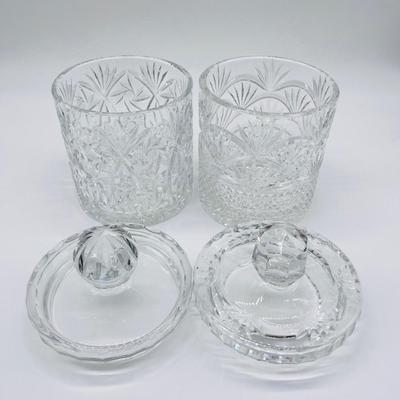 Pair (2) ~ Crystal Biscuit Jars