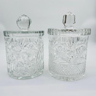 Pair (2) ~ Crystal Biscuit Jars
