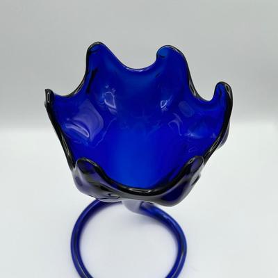 12â€ Hand Blown Cobalt Blue Vase