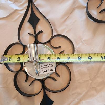 2 Mid Century  MCM Welby Starburst Candle Wall Sconces Black metal  and Chrome