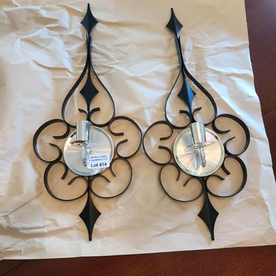 2 Mid Century  MCM Welby Starburst Candle Wall Sconces Black metal  and Chrome