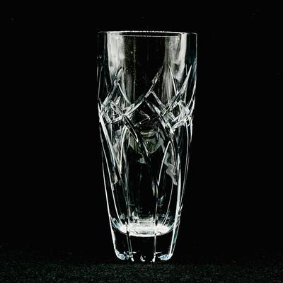 11â€ Heavy Cut Crystal Vase ~ Seven (7) Assorted Glass Roses