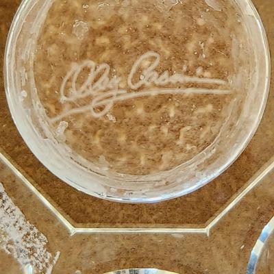 5 Oleg Cassini Crystal 2 Square Pillar &3  8 sided Candle Holders Signed Vintage