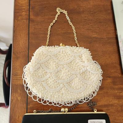2 Vintage Purses Clutches White Hand made Hong Kong