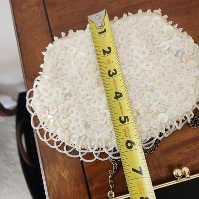 2 Vintage Purses Clutches White Hand made Hong Kong