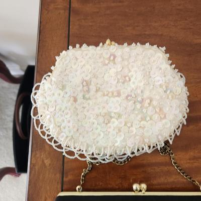 2 Vintage Purses Clutches White Hand made Hong Kong