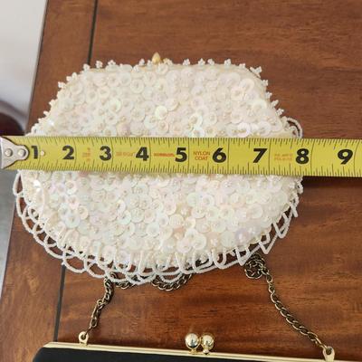 2 Vintage Purses Clutches White Hand made Hong Kong