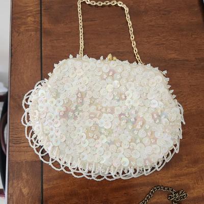 2 Vintage Purses Clutches White Hand made Hong Kong