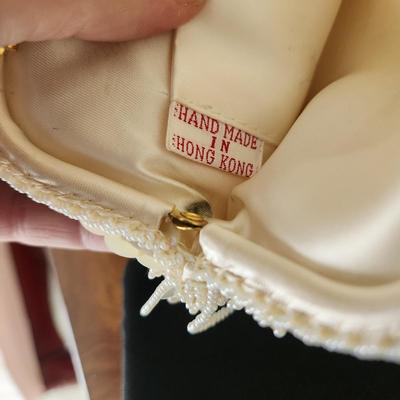 2 Vintage Purses Clutches White Hand made Hong Kong