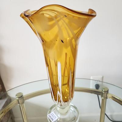 Large Hand Made  Artist's Co-op Art Glass Vase 14.5"