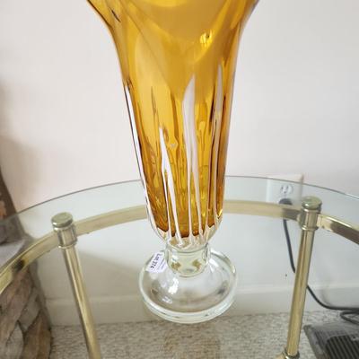Large Hand Made  Artist's Co-op Art Glass Vase 14.5"