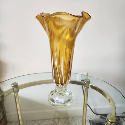 Large Hand Made  Artist's Co-op Art Glass Vase 14.5"