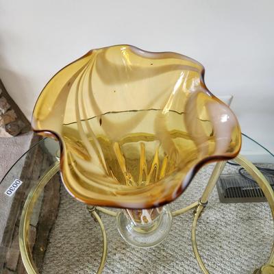 Large Hand Made  Artist's Co-op Art Glass Vase 14.5"