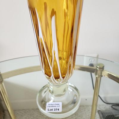 Large Hand Made  Artist's Co-op Art Glass Vase 14.5"