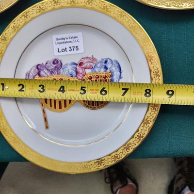 Muirfield Celebrity 9408 Mardi Gras Plates 5 Different Masks 8.5"