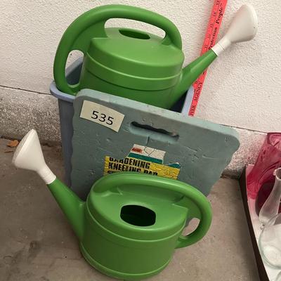 Watering Cans, Kneeling Pad and Waste Basket