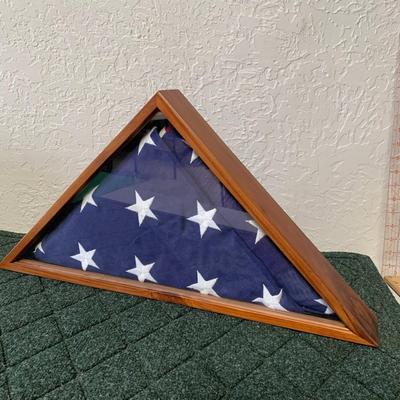 Wooden Display Box with American Flag
