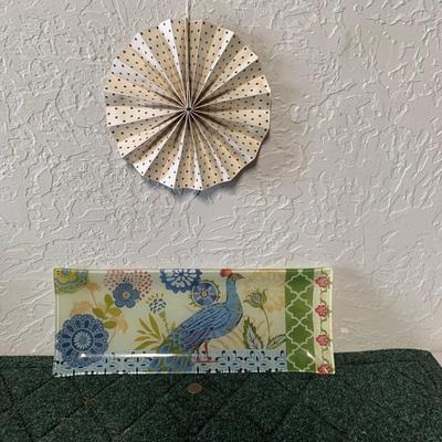 Paper Fan Party Decor & Peacock Tray