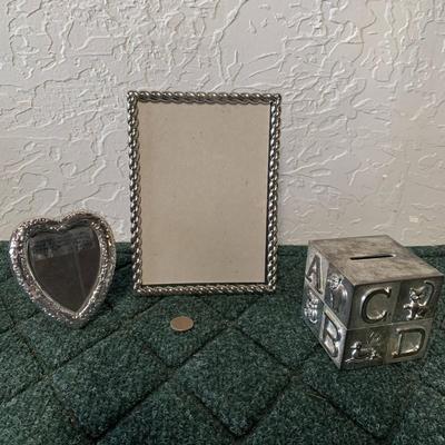 Silver Plated Frames and Piggybank