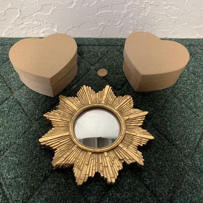 2 Heart Shaped Boxes & Sunburst Mirror