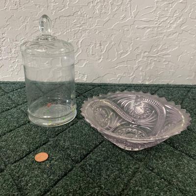 Glass Jar and Vintage Candy Bowl